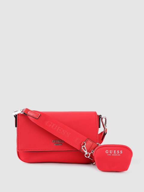 

GUESS Women Red Solid Structured Sling Bag with Pouch