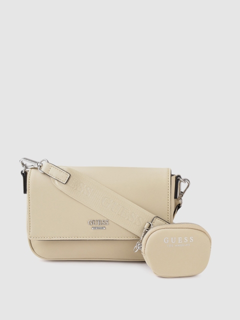 

GUESS Women Beige Solid Structured Sling Bag