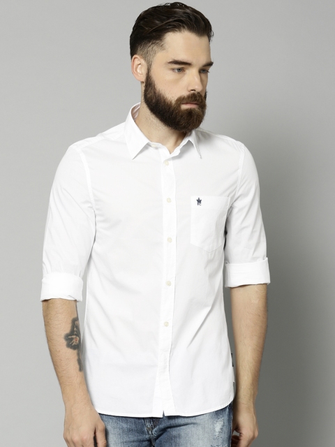 

French Connection Men White Solid Casual Shirt