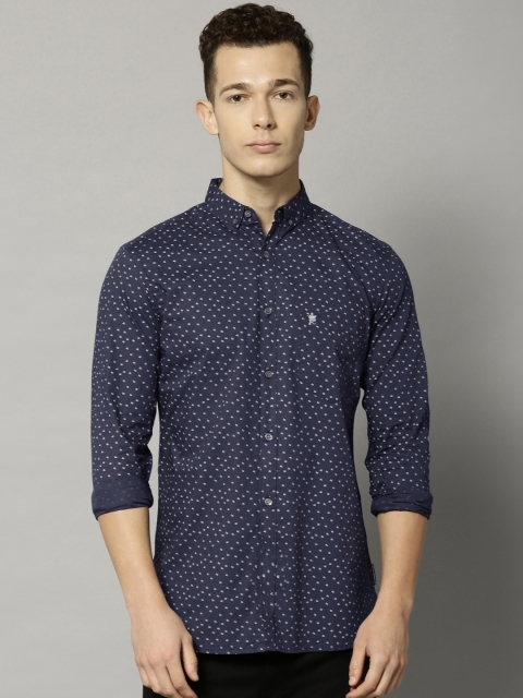 

French Connection Men Navy Blue Slim Fit Printed Casual Shirt