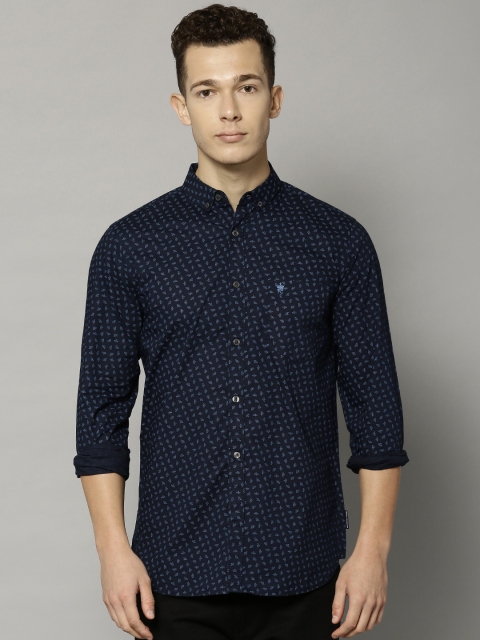 

French Connection Men Navy Slim Fit Printed Casual Shirt, Navy blue