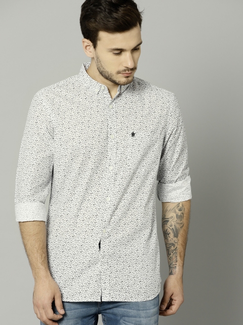 

French Connection Men White Slim Fit Printed Casual Shirt