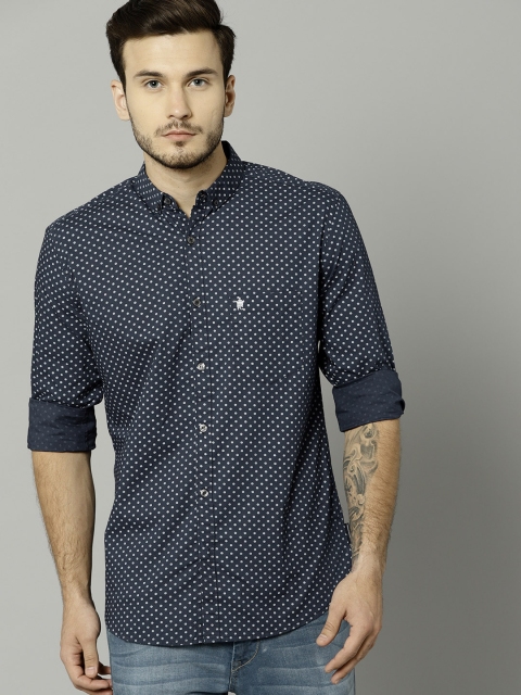

French Connection Men Navy Slim Fit Printed Casual Shirt, Navy blue