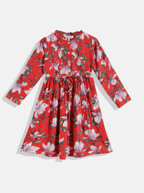

Bella Moda Girls Red Floral A-Line Dress