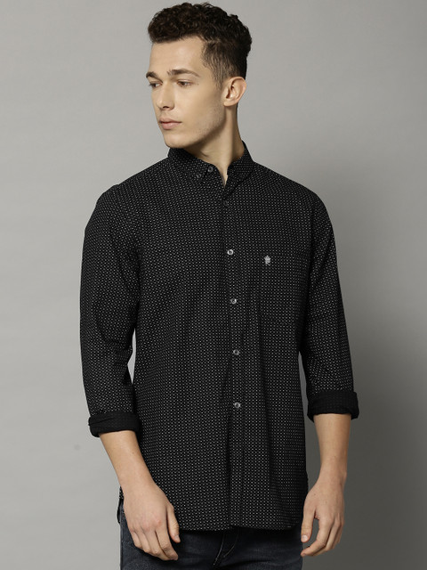 

French Connection Men Black Slim Fit Printed Casual Shirt