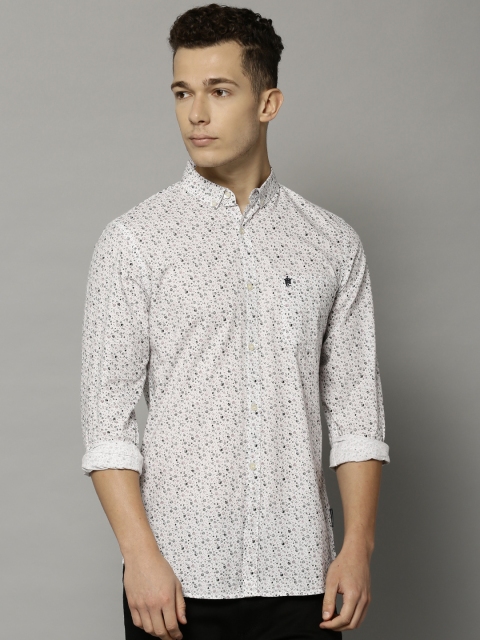 

French Connection Men White Slim Fit Printed Casual Shirt, Off white