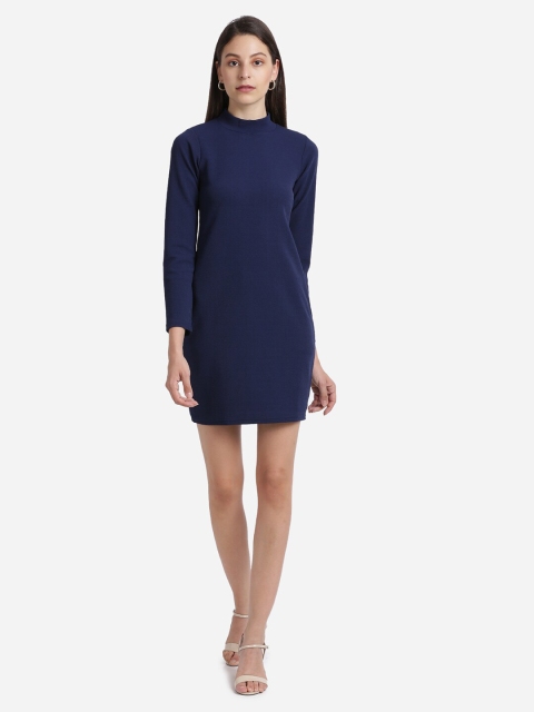 

Amrutam Fab Navy Blue Crepe Sheath Dress