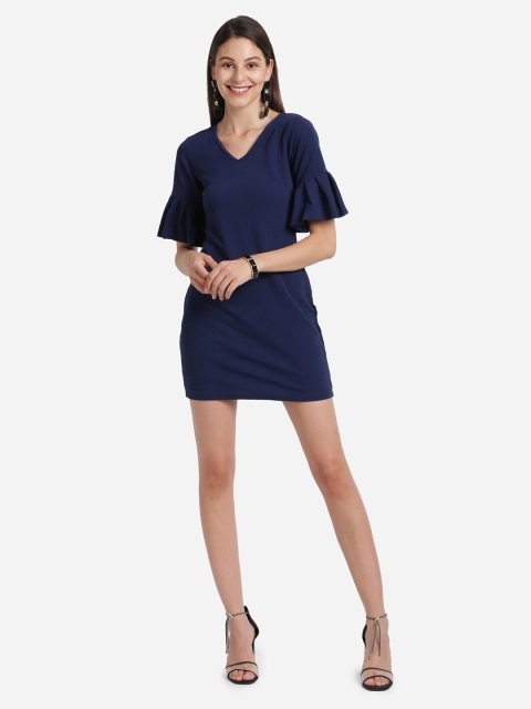 

Amrutam Fab Women Navy Blue Crepe Sheath Mini Dress
