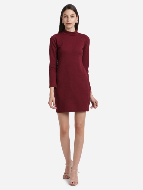 

Amrutam Fab Women Maroon Crepe Sheath Mini Dress