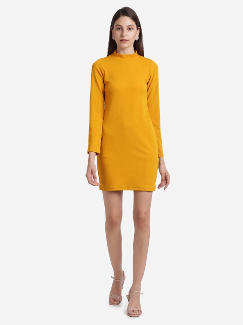 

Amrutam Fab Women Mustard Yellow Crepe Sheath Dress