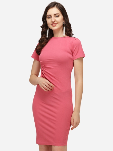 

Amrutam Fab Pink Solid Sheath Dress