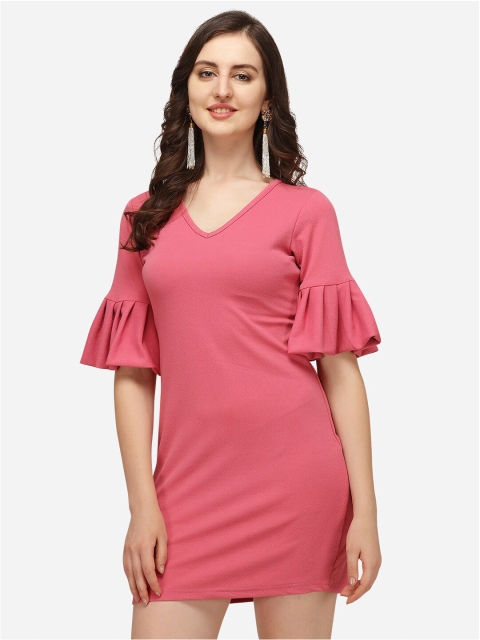 

Amrutam Fab Women Pink Crepe Sheath Dress