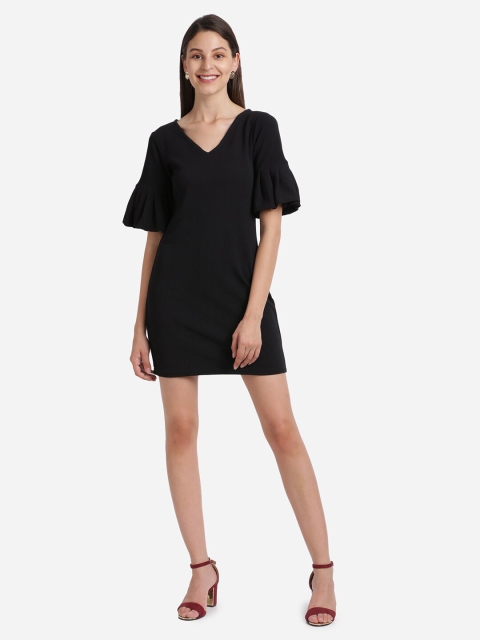 

Amrutam Fab Black Solid A-Line Mini Dress