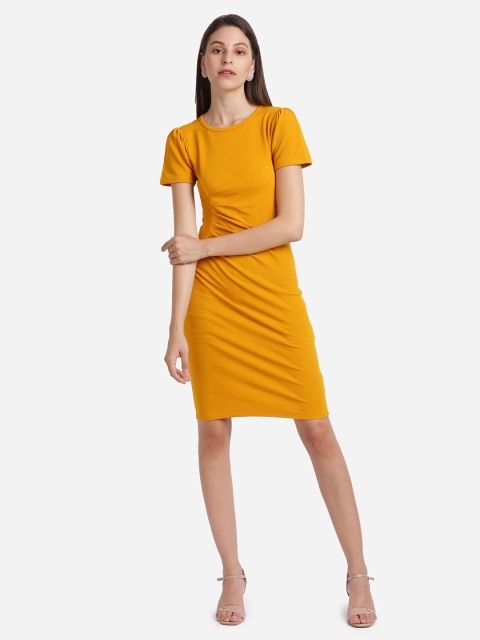 

Amrutam Fab Women Mustard Yellow Crepe Sheath Dress