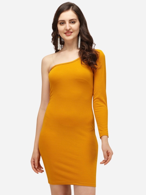 

Amrutam Fab Women Mustard Yellow Crepe Bodycon Dress