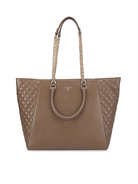 

Da Milano Brown Textured Leather Swagger Shoulder Bag with Quilted