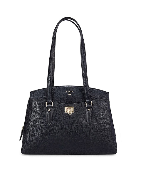 

Da Milano Black Leather Structured Shoulder Bag