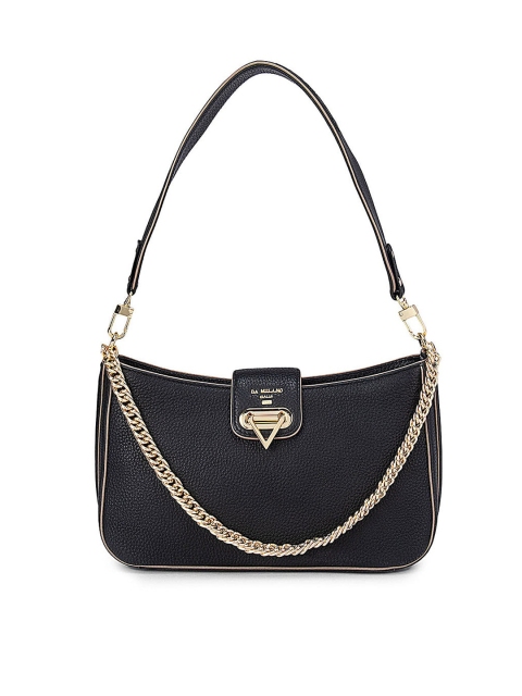 

Da Milano Black Leather Swagger Shoulder Bag