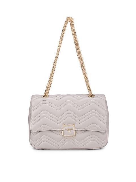 

Da Milano Beige Solid Leather Structured Sling Bag