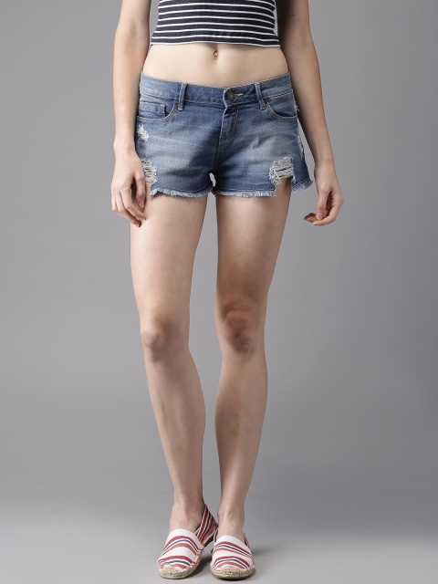 

Moda Rapido Women Blue Washed Denim Shorts