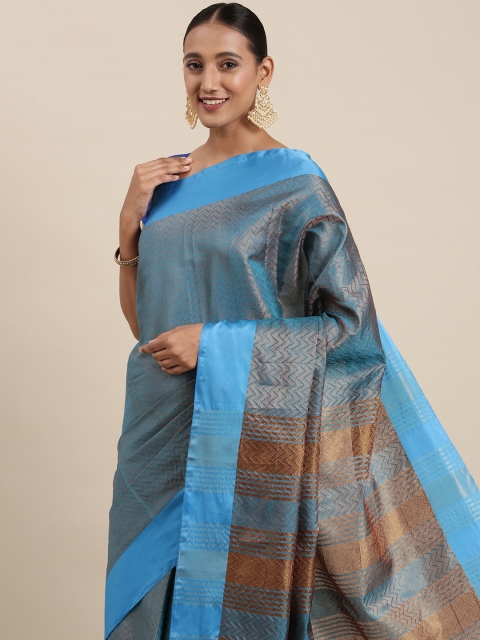 

Pothys Blue Woven Design Dual-Toned Saree