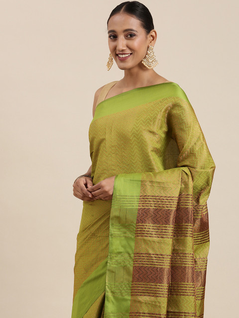 

Pothys Green Woven Design Dual-Toned Saree