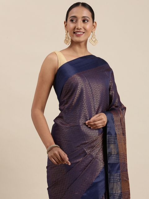 

Pothys Navy Blue Woven Design Art Silk Saree
