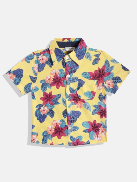 

CrayonFlakes Boys Yellow Smart Floral Printed Casual Shirt