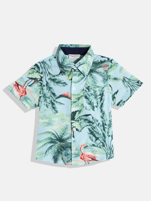 

CrayonFlakes Boys Sea Green Smart Floral Printed Casual Shirt