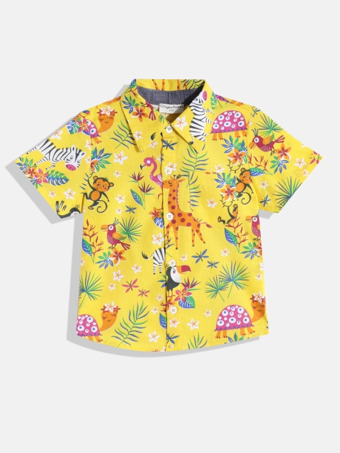 

CrayonFlakes Boys Yellow Smart Printed Casual Shirt