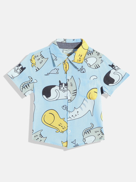 

CrayonFlakes Boys Blue Smart Printed Casual Shirt