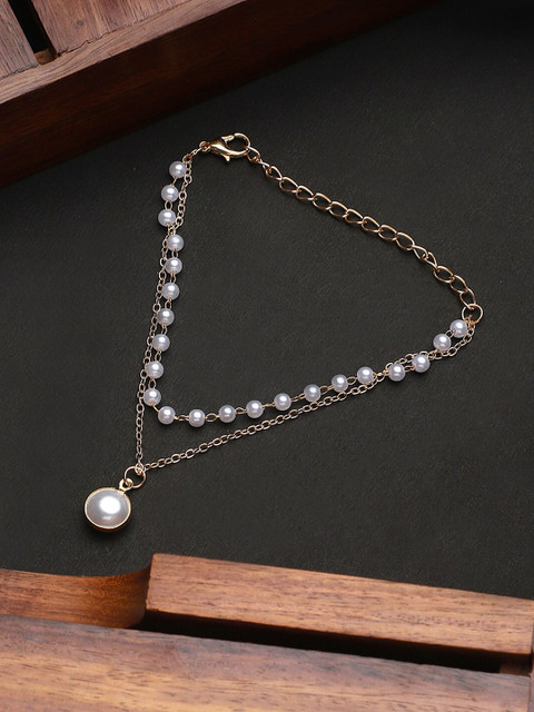 

KACY Women Gold-Plated & White Charm Bracelet