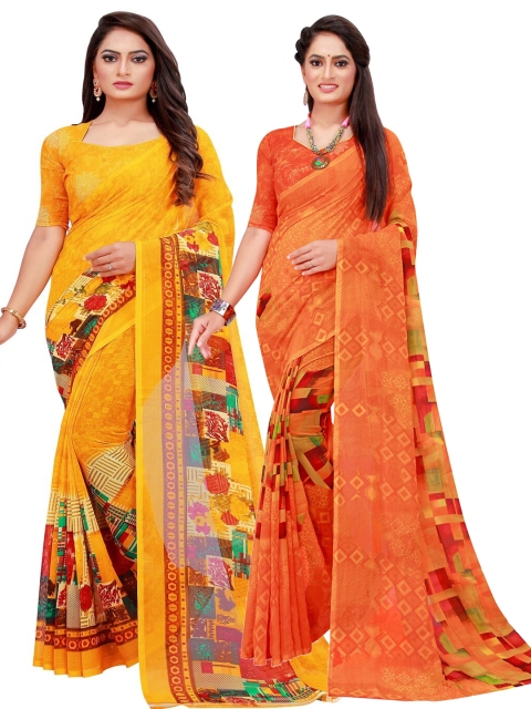 

KALINI Set of 2 Pure Georgette Saree, Orange