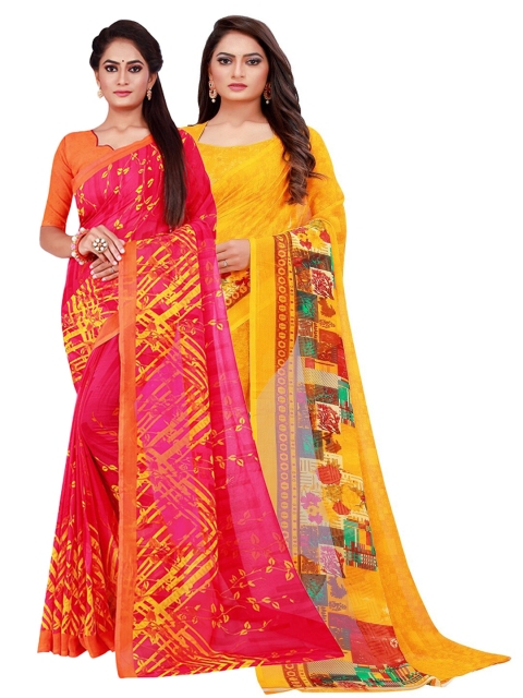 

KALINI Set of 2 Pure Georgette Saree, Yellow