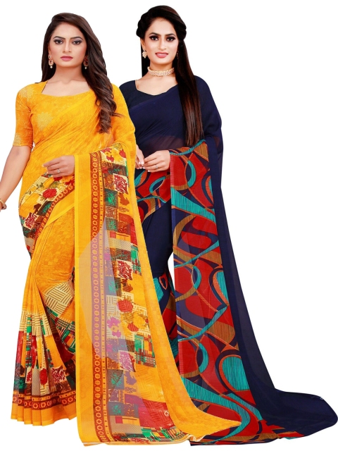

KALINI Set of 2 Pure Georgette Saree, Navy blue