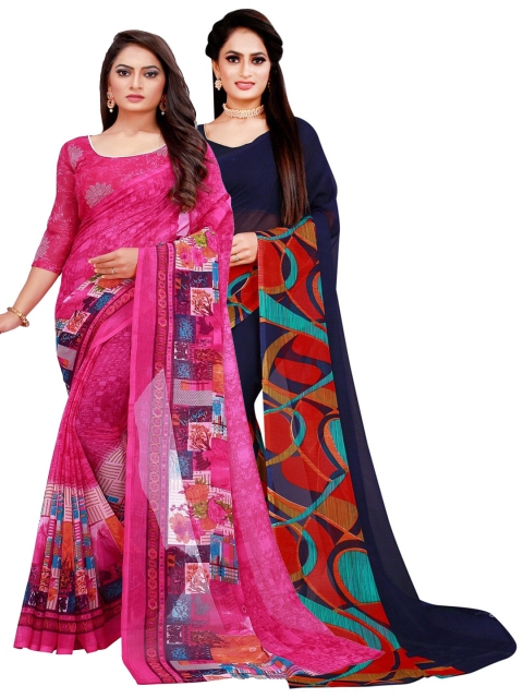 

KALINI Set of 2 Pure Georgette Saree, Magenta