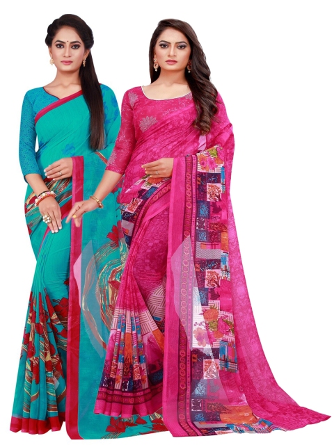 

KALINI Set of 2 Pure Georgette Saree, Magenta