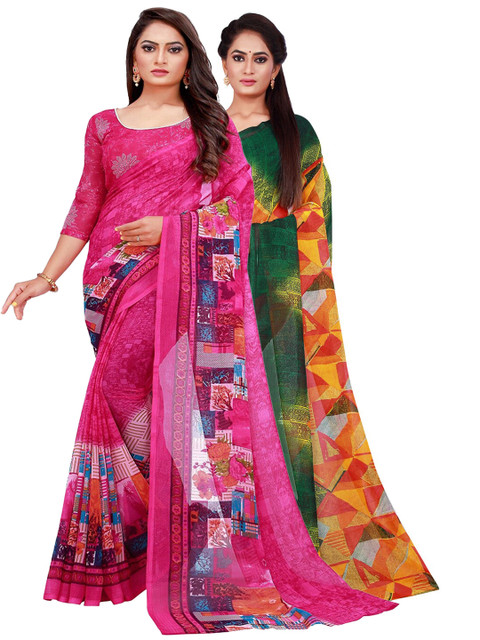 

KALINI Set of 2 Pure Georgette Saree, Magenta