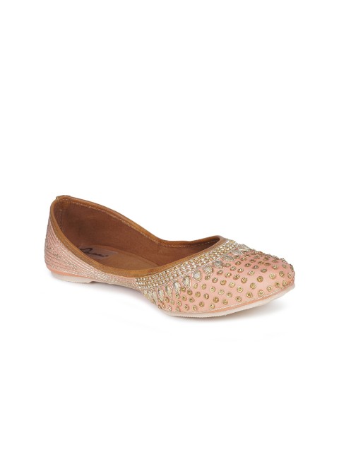 

The Desi Dulhan Women Peach-Coloured Ethnic Embellished Handcrafted Mojaris