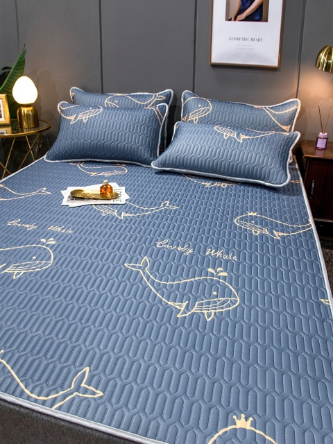 

JC Collection Blue Printed Double Queen Bed Covers