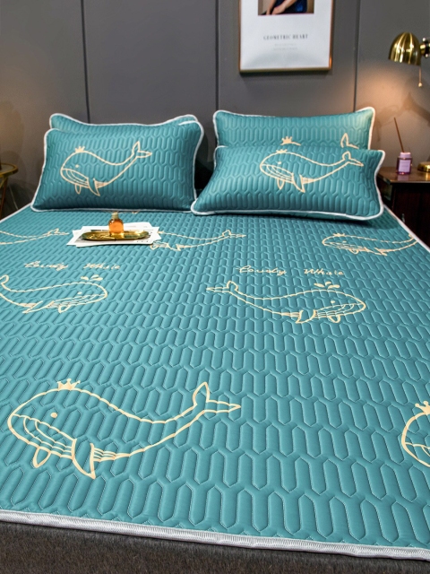 

JC Collection Green Double Bed Super King Bed Cover With Pillow Cover