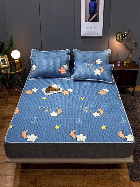 

JC Collection Blue Printed Double King Bed Cover