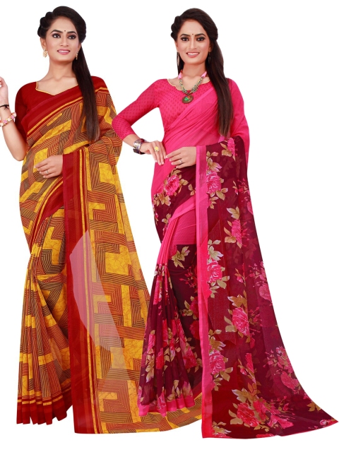 

KALINI Set of 2 Pure Georgette Saree, Maroon