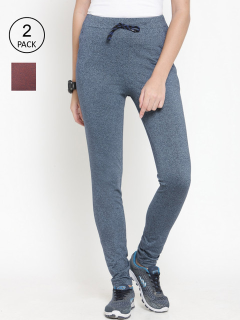 

Boston Club Women Pack of 2 Blue & Maroon Solid Track Pants