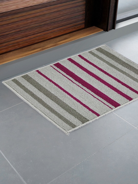 

WELHOME Set Of 2 Striped 1060 GSM La Piazza Doormats, Grey