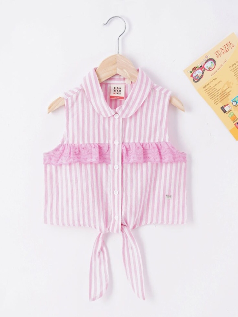 

Ed-a-Mamma Girls Pink Striped Shirt Style Top