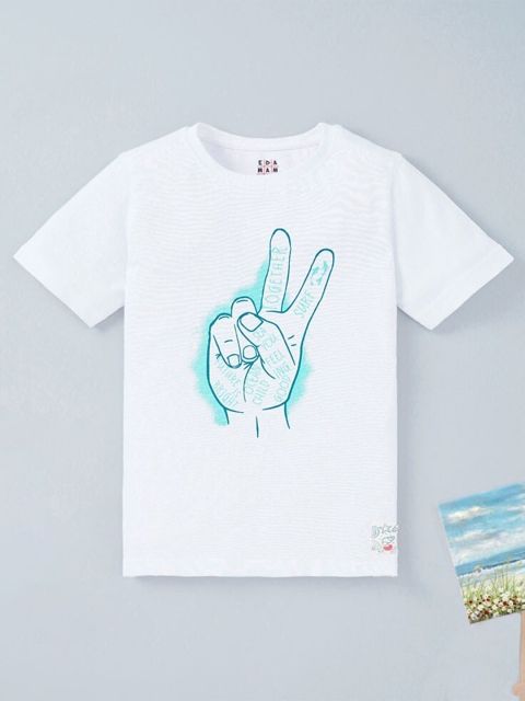 

Ed-a-Mamma Boys Navy Blue Printed Applique T-shirt