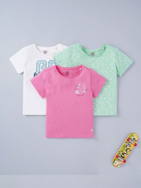 

Ed-a-Mamma Girls Orange Printed V-Neck T-shirt