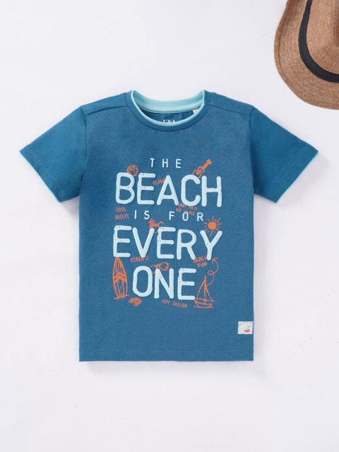 

Ed-a-Mamma Boys Blue Typography Printed T-shirt