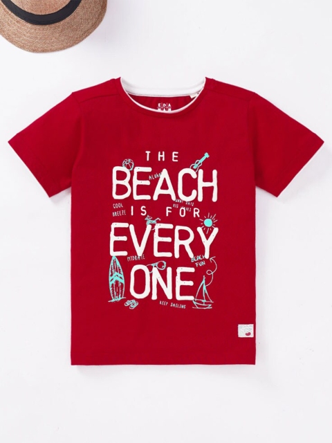 

Ed-a-Mamma Boys Blue Typography Printed Applique T-shirt